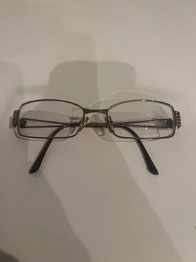 Versace Gold Rectangular Glasses Medusa Studded Temple Italy MOD1117B 51 17 135